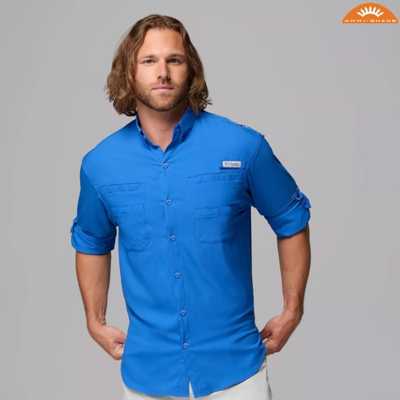 Columbia Men’s Blue PFG Tamiami Long Sleeve Shirt Size XL - Picture 1 of 12